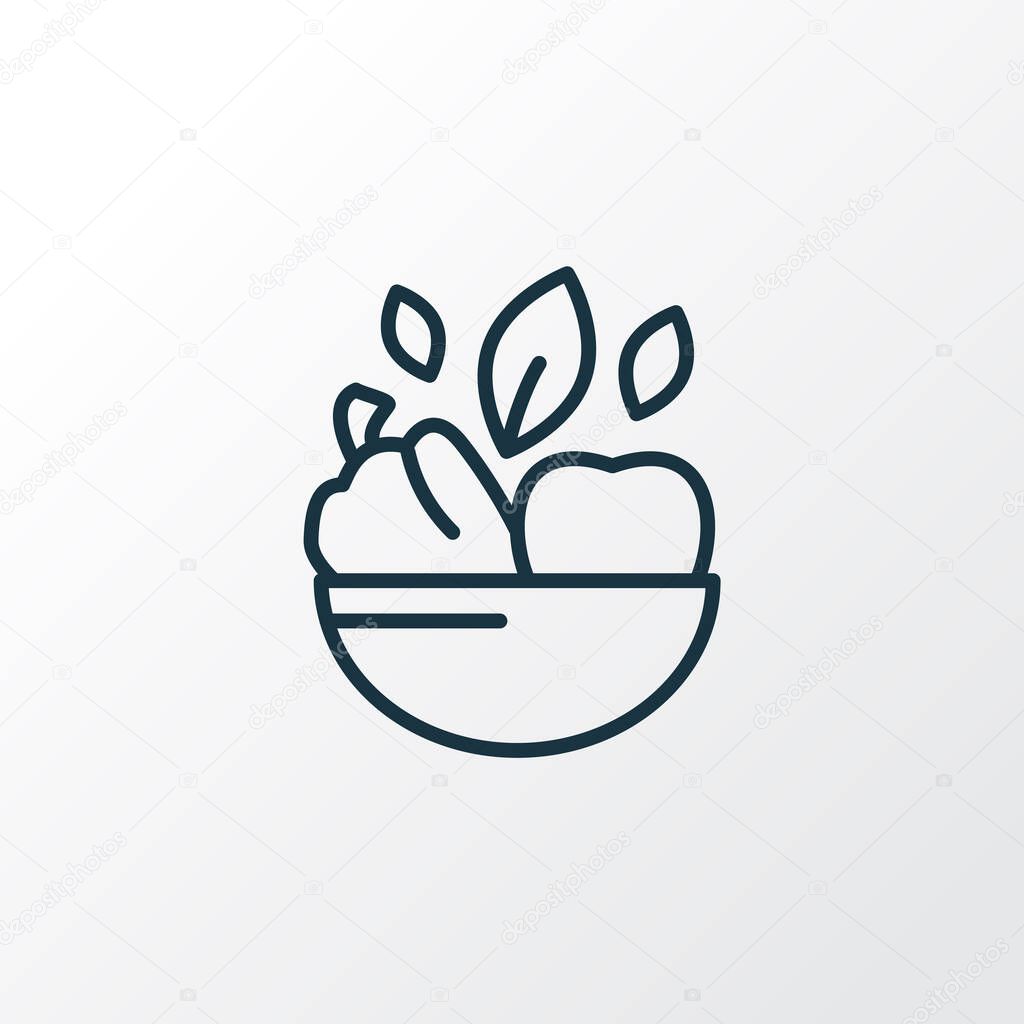 Vegan bowl icon line symbol. Premium quality isolated vegetarian food element in trendy style.