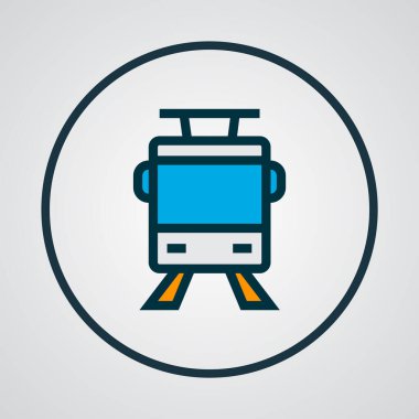 Tramvay simgesi renkli çizgi sembolü. Moda tarzında birinci kalite izole tramvay ögesi.