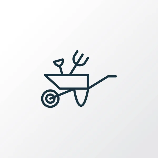 Tuin kruiwagen pictogram lijn symbool. Premium kwaliteit geïsoleerde pushcart element in trendy stijl. — Stockvector