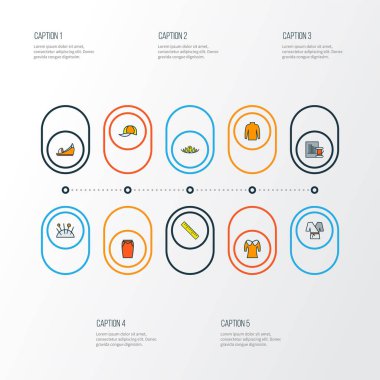 Moda simgeleri, kimono, diyadem, gömlek ve diğer kazak unsurlarıyla renklendirildi. İzole vektör illüstrasyon moda simgeleri.