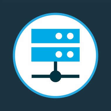 Medya sunucu simgesi renkli sembol. Moda tarzında birinci kalite izole veri merkezi ögesi.