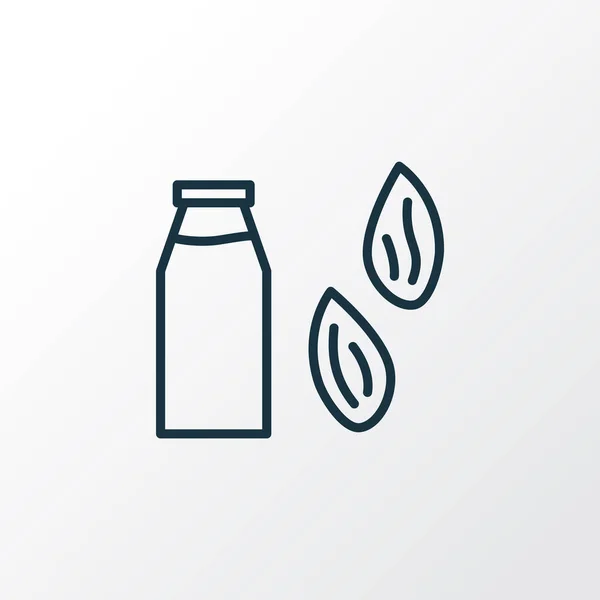 Symbol čáry pro mandlové mléko. Kvalitní izolovaný prvek mléčné láhve v módním stylu. — Stockový vektor