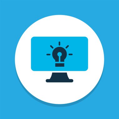 Çevrimiçi fikir simgesi renkli sembol. Moda tarzında birinci kalite izole bilgisayar ögesi.