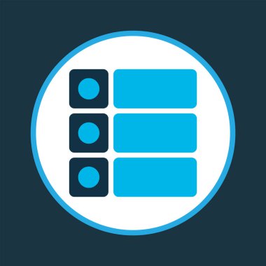 Görev simgesi renkli sembol. Moda biçiminde birinci kalite izole liste ögesi.