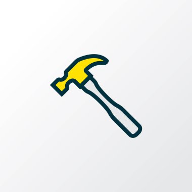 Çekiç simgesi renkli çizgi sembolü. Moda tarzında birinci kalite marangozluk elementi.