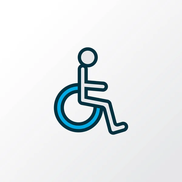 Ícone de cadeira de rodas colorido símbolo de linha. Elemento de sinal de desativado isolado de qualidade premium em estilo moderno. — Fotografia de Stock