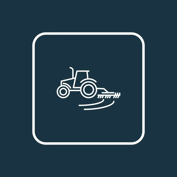 Kultivátor ikon vonal szimbólum. Prémium minőségű elszigetelt traktor eke elem trendi stílusban. — Stock Vector