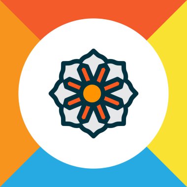 Mandala simgesi renkli çizgi sembolü. Moda tarzında birinci kalite izole süs ögesi.