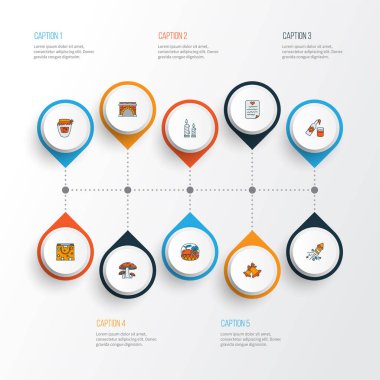 Şükran Günü simgeleri dilek listesi, hediye kâğıdı, şömine ve diğer marmelat elementleriyle renklendirildi. İzole vektör illüstrasyonu Şükran Günü simgeleri.