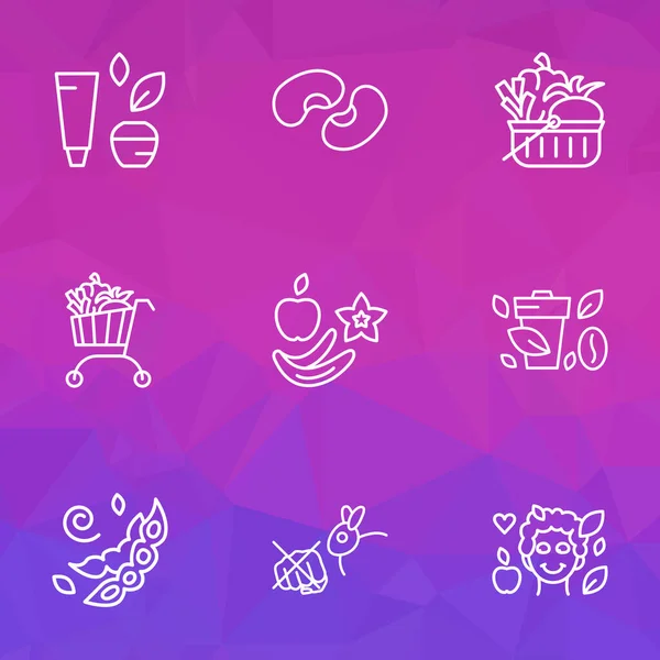 Vegetarianism icons line style set with no cruelty, soya beans, vegan coffee and other legume elements. Isolated illustration vegetarianism icons. — Stock Photo, Image