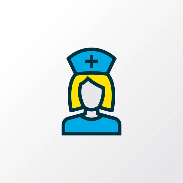 Nurse icon colored line symbol. Premium quality isolated woman doctor element in trendy style.
