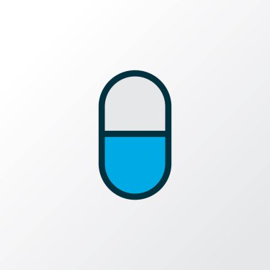 Hap simgesi renkli çizgi sembolü. Kaliteli kalite, modaya uygun olarak izole edilmiş tıbbi element.