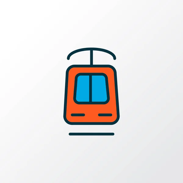 Tramvay simgesi renkli çizgi sembolü. Moda tarzında birinci sınıf kalite izole tramvay ögesi. — Stok Vektör