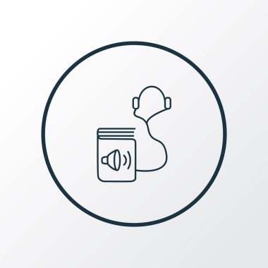 Ses kitabı simgesi satırı sembolü. Moda tarzında birinci kalite izole kulaklık ögesi.