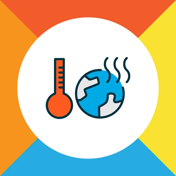 Παγκόσμιο φαινόμενο του θερμοκηπίου εικονίδιο χρωματισμένο γραμμή σύμβολο. Υψηλής ποιότητας απομονωμένο στοιχείο παγκόσμιας θερμοκρασίας σε μοντέρνο στυλ. — Φωτογραφία Αρχείου