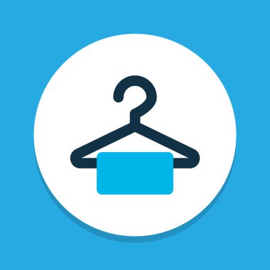 Askı simgesi renkli sembol. Moda tarzında birinci kalite yalıtılmış kumaş ögesi.