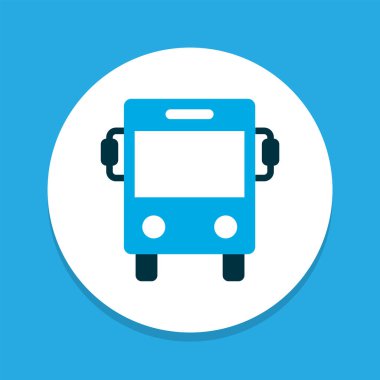 Otobus simgesi renkli sembol. Moda tarzında birinci kalite izole edilmiş yol ögesi.