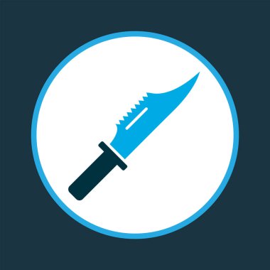 Kesici simgesi renkli sembol. Moda tarzında birinci kalite yalıtılmış bıçak ögesi.