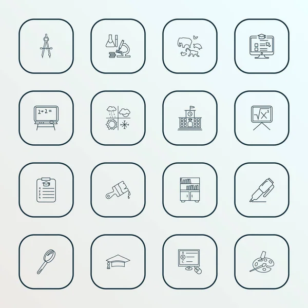 School icons line style set with high school, online course, magnifying glass and other divider elements. Isolated illustration school icons. — Stock Photo, Image