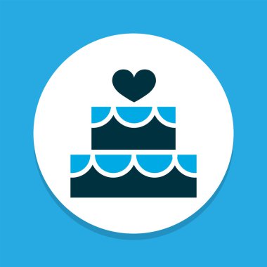 Doğum günü simgesi renkli sembol. Moda tarzında birinci kalite izole pasta ögesi.