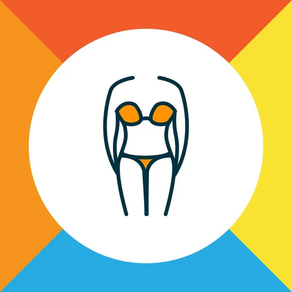 Icône de bikini symbole de ligne colorée. Élément de maillot de bain isolé de qualité supérieure dans un style tendance. — Image vectorielle