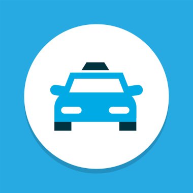 Taksi simgesi renkli sembol. Moda tarzında birinci kalite izole taksi ögesi.