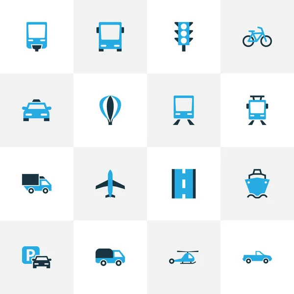 여행용 아이콘은 픽업, 도로, 기차 및 기타 요소들로 설정되어 있다. 독자적 인 삽화 선적 아이콘. — 스톡 사진