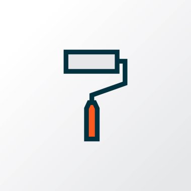 Paten fırçası simgesi renkli çizgi sembolü. Kaliteli kalite izole duvar boyası ögesi modada.