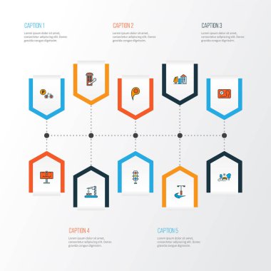 Halka. Skyline simgeleri inşaat alanı, harita, park ve diğer rota elemanları ile renklendirildi. Halka izole edilmiş illüstrasyon. Skyline simgeleri.