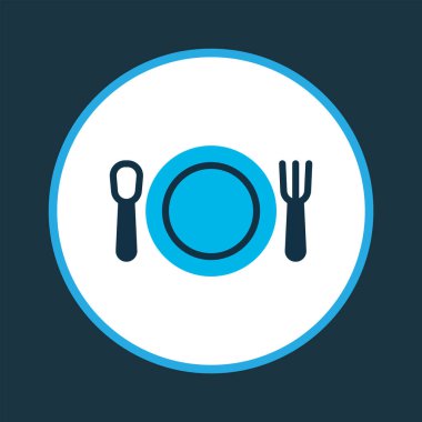 Restoran ikonu renkli sembol. Moda tarzında birinci kalite izole kafe ögesi.