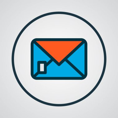 Zarf simgesi renkli çizgi sembolü. Moda biçiminde birinci kalite izole harf ögesi.