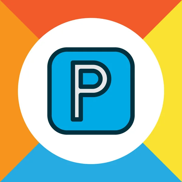 駐車標識アイコンの色のラインシンボル。トレンディーなスタイルのプレミアム品質の隔離された公園ゾーン要素. — ストックベクタ