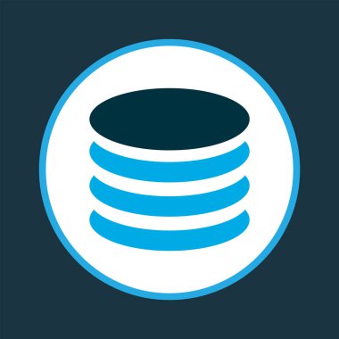 Veritabanı simgesi renkli sembol. Moda tarzında birinci kalite izole edilmiş depolama ögesi.