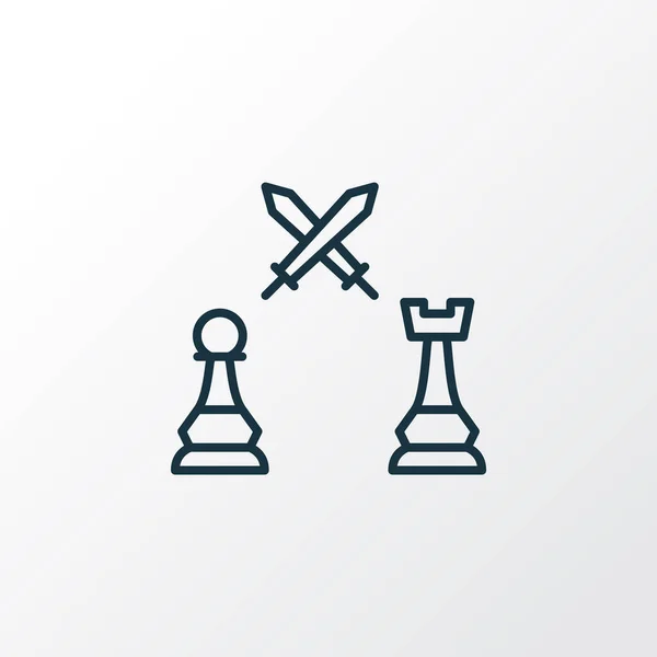 Pawn against rook icon line symbol. Premium quality isolated fight element in trendy style.