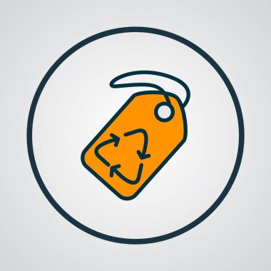 Geri dönüşüm simgesi renkli çizgi sembollü etiket. Moda biçiminde birinci kalite izole etiket ögesi.