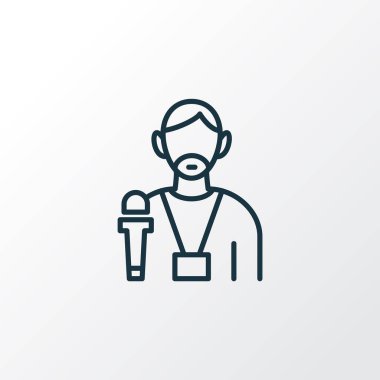 Gazeteci simgesi sembolü. Moda tarzında birinci kalite izole edilmiş röportaj ögesi.