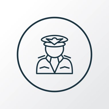 Pilot simgesi çizgisi sembolü. Moda tarzında birinci kalite yalıtılmış kaptan unsuru.