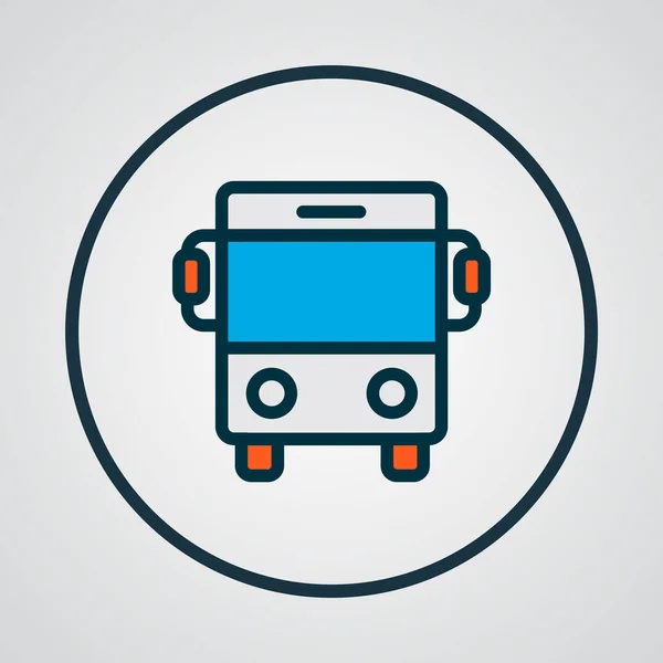 버스 아이콘 색 라인 심볼. 유행하는 스타일의 특질 고립 된 자동 버스 요소. — 스톡 벡터