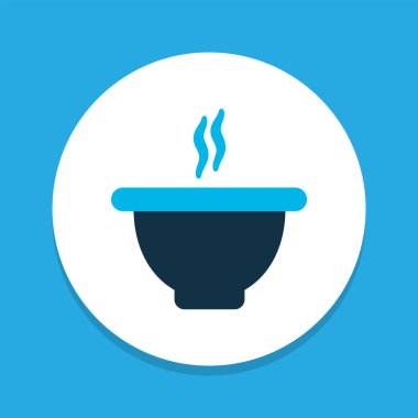 Çorba simgesi renkli sembol. Moda tarzında birinci kalite izole yemek ögesi.