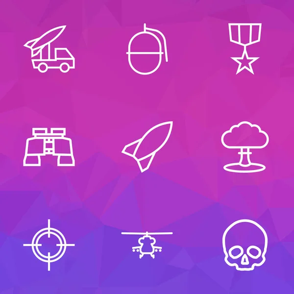 Battle icons line style set with skull, binoculars, rocket and other bomb elements. Isolated illustration battle icons. — Stock Photo, Image