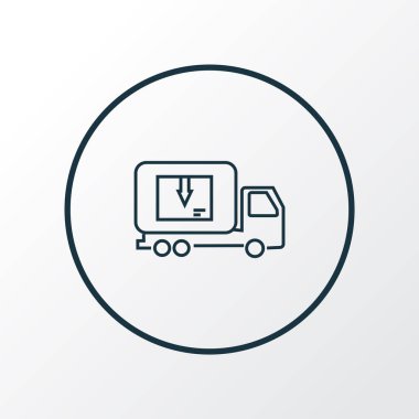 Teslimat kamyonu simgesi. Moda tarzında birinci kalite izole kamyon ögesi.