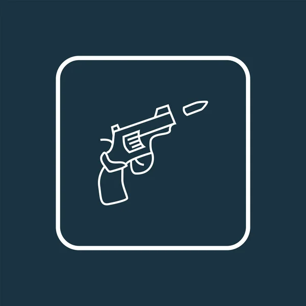 Symbolzeilen-Symbol für Waffen. Hochwertige isolierte Pistolenelemente im trendigen Stil. — Stockvektor