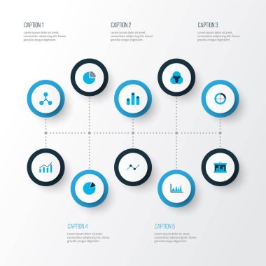 Grafikler, diyagramlar ve istatistik simgeleri kümesi. Kaliteli sembol koleksiyonu. Simgeler web, uygulama ve UI tasarımı için kullanılabilir.