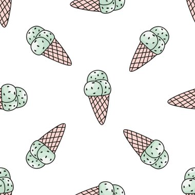 Naneli dondurmayla kusursuz desen. Moda yaz geçmişi. Vektör illüstrasyonu