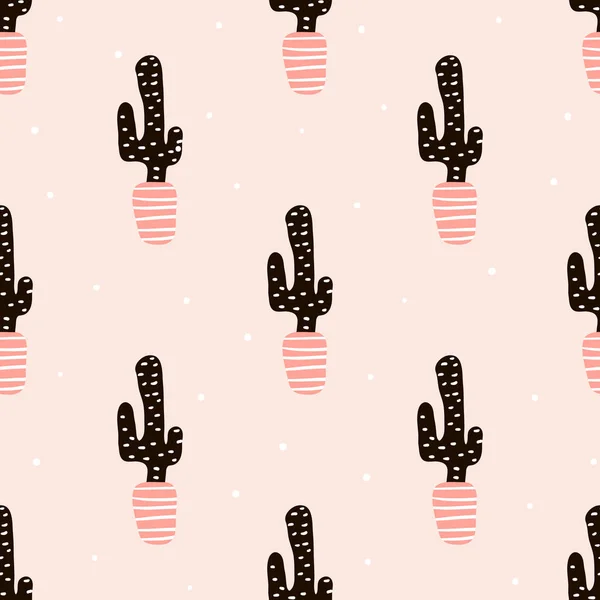 Seamless Pattern Cactuses Hand Drawn Textures Perfect Fabric Textile Vector — Stock Vector