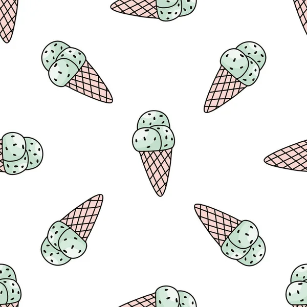 Seamless Pattern Mint Ice Cream Trendy Summer Background Vector Illustration — Stock Vector