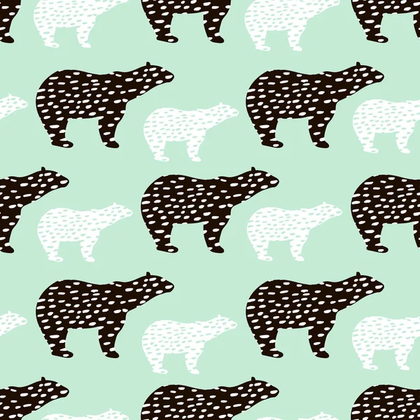 Бесшовный Рисунок Силуэтом Белого Медведя Perfect Fabric Textile Vector Background — стоковый вектор