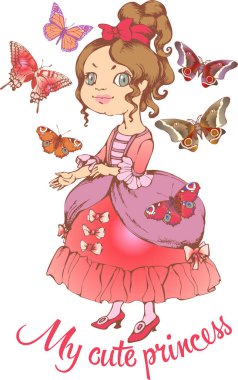 Şirin prenses. Vektör çizimi. Kartpostallar, posterler, tişört tasarımları ve benzeri şeyler için uygun.