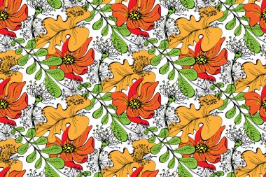 Muhteşem mavi çiçekler ve kelebekler. Kusursuz sınır. Vektör 