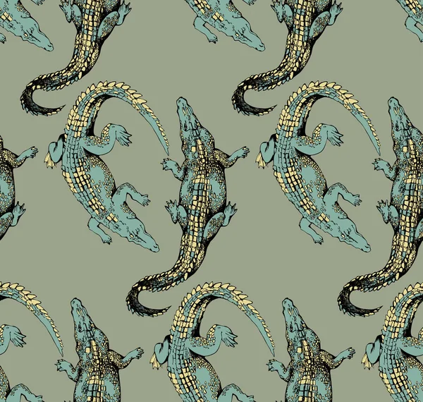 Образец Крокодила Векторная Иллюстрация Подходит Настенной Росписи Оберточной Бумаги — стоковый вектор